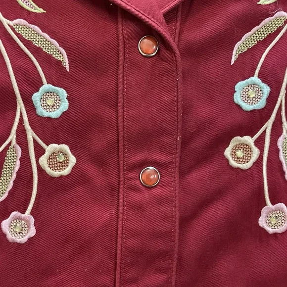 Scully Women's Western Shirt Embellished Horseshoes Flowers L Pearl Snap PL-734 - Picture 3 of 13